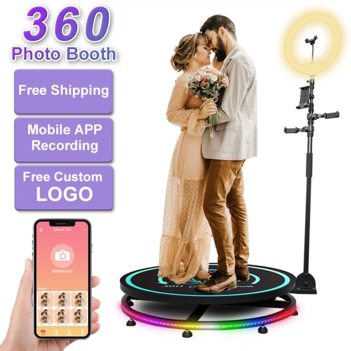 360 Photo Booth Rotating Machine Size 80cm for 3 People, Motorized Video Booth for Events Party Weddings - Image 6