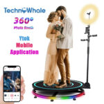 TechnoWhale 360 Photo Booth Video Spinner with 360 degree Rotating Selfie Machine Size 80cm Fits for 3 persons with Ytok Mobile Application