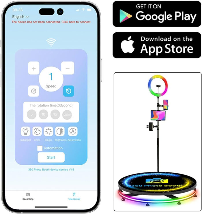 TechnoWhale 360 Photo Booth Video Spinner with 360 degree Rotating Selfie Machine Size 80cm Fits for 3 persons with Ytok Mobile Application - Image 3
