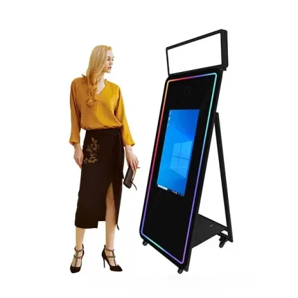 Technowhale TW65-32 Magic Mirror Photo Booth Size 65 inch with 32 inch Touch Screen Photo Booth Machine