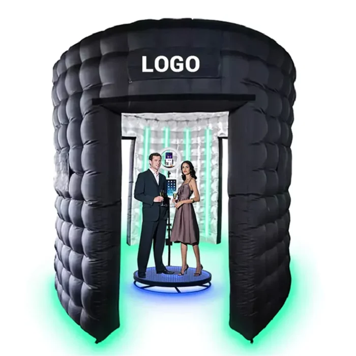Inflatable Photo Booth Enclosure Round Shape 360 Photobooth Backdrop with RGB Lights for Events Advertising and Wedding Party - Image 1