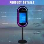 TechnoWhale Portable Oval Shape 21.5’’ LCD Touch Screen Magic Mirror Photobooth with Flight Case for Events Wedding Party - Image 2