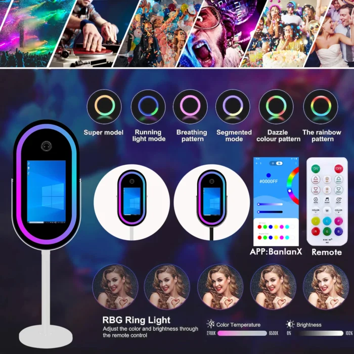 TechnoWhale Portable Oval Shape 21.5’’ LCD Touch Screen Magic Mirror Photobooth with Flight Case for Events Wedding Party - Image 10
