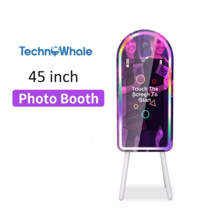 TechnoWhale 45 Inch Magic Mirror Photobooth With 4 Legs and 32 inch LCD Screen Selfie Photo Booth for Events Weddings and Parties - Image 3