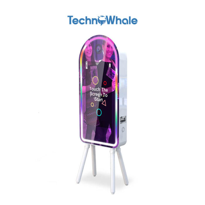 TechnoWhale 45 Inch Magic Mirror Photobooth With 4 Legs and 32 inch LCD Screen Selfie Photo Booth for Events Weddings and Parties - Image 2