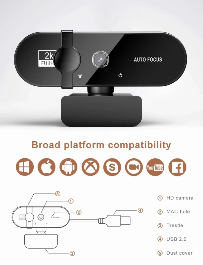 Webcam Full HD 1080p Resolution With Microphone Privacy Cover and Autofocus Function Mini Usb Camera To Computer Full Hd For PC Mac Laptop - Image 5