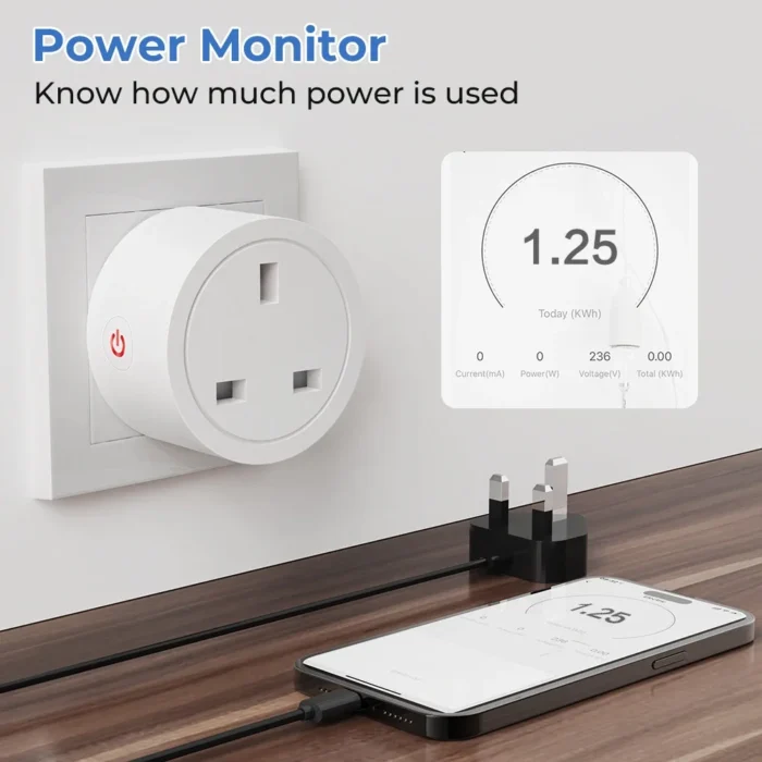 TechnoWhale 4pcs Smart Power Plug UK 16A Power Monitoring Smart Life Wifi Intelligent Mini Socket Electrical Wireless Smart Outlet Alexa Tuya - Image 6