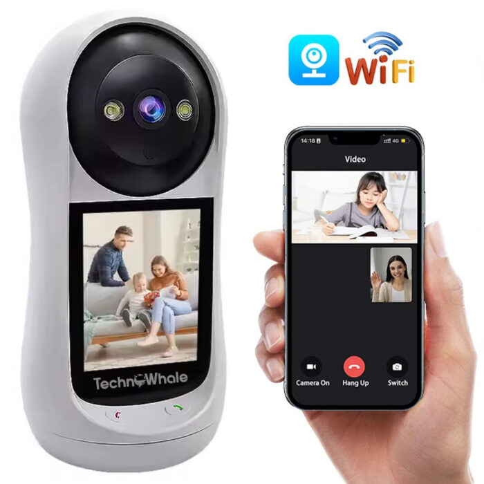 TechnoWhale 3MP PTZ Wifi Video Call Camera with 2.8 Inch IPS Screen Baby Cry Sound Detection Wireless Security IP Camera Supports V380 APP - Image 1