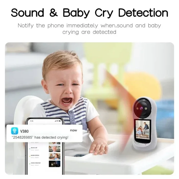 TechnoWhale 3MP PTZ Wifi Video Call Camera with 2.8 Inch IPS Screen Baby Cry Sound Detection Wireless Security IP Camera Supports V380 APP - Image 4