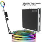 Technowhale 360 Photo Booth Machine TW360-YTK Size 100cm for 5 Persons with App Control 360 Rotating Degree with Double Light Box 360 Photobooth for Party and Events